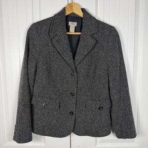 L.L. Bean Women's Signature Wool Blend‎ 3-Button Blazer Coat Size Small Reg Gray